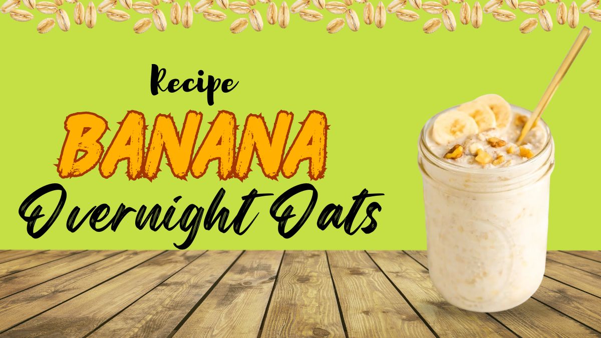 Banana Overnight Oats Recipe made with ripe bananas, rolled oats, yogurt, and chia seeds