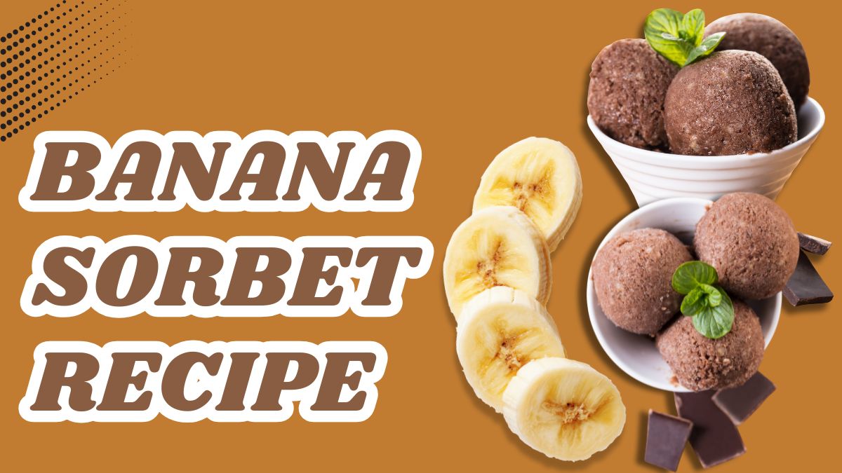 Banana Sorbet Recipe made with ripe bananas and served as a refreshing frozen dessert